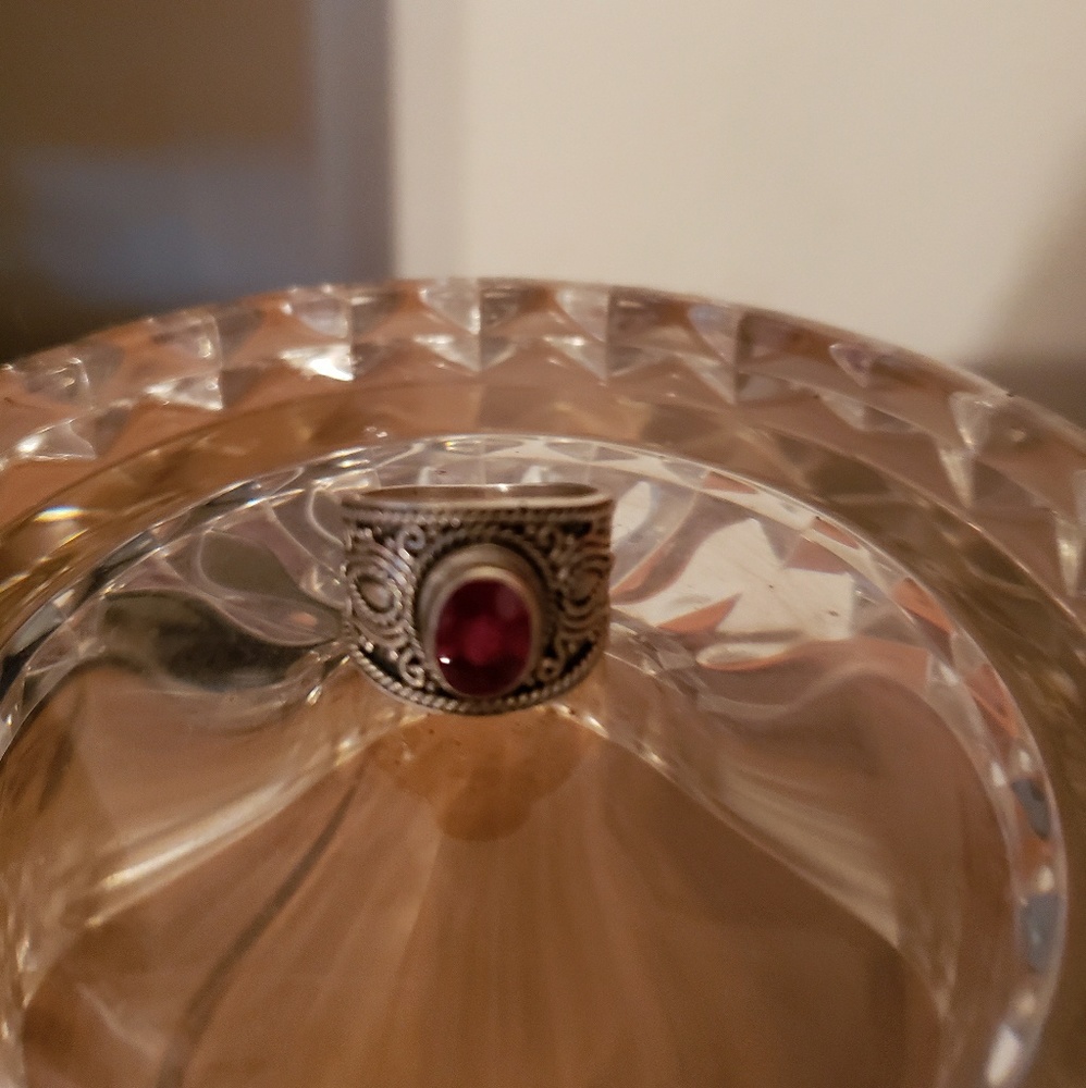Ruby sterling silver ring